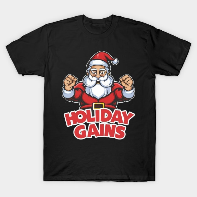 Festive Fitness: Santa’s Holiday Gains T-Shirt by ramith-concept